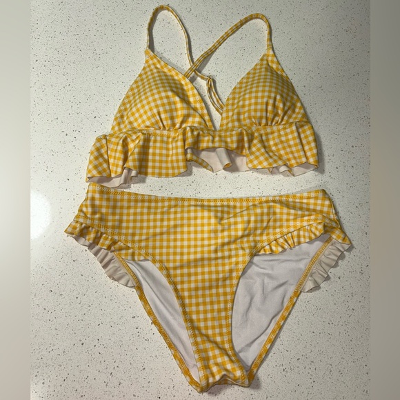 Cupshe Yellow Gingham Bikini with Ruffles - Picture 1 of 6